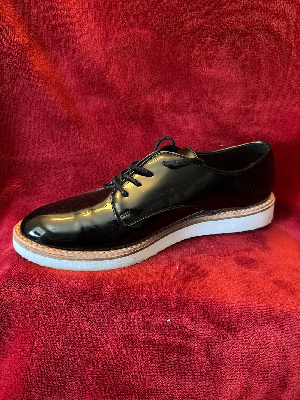a new day Black Patent Lace-Up Loafers with White Sole